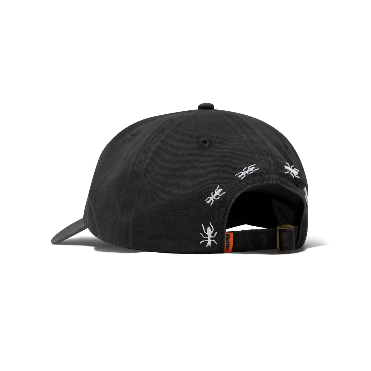 Ants 6 Panel Cap, Washed Black