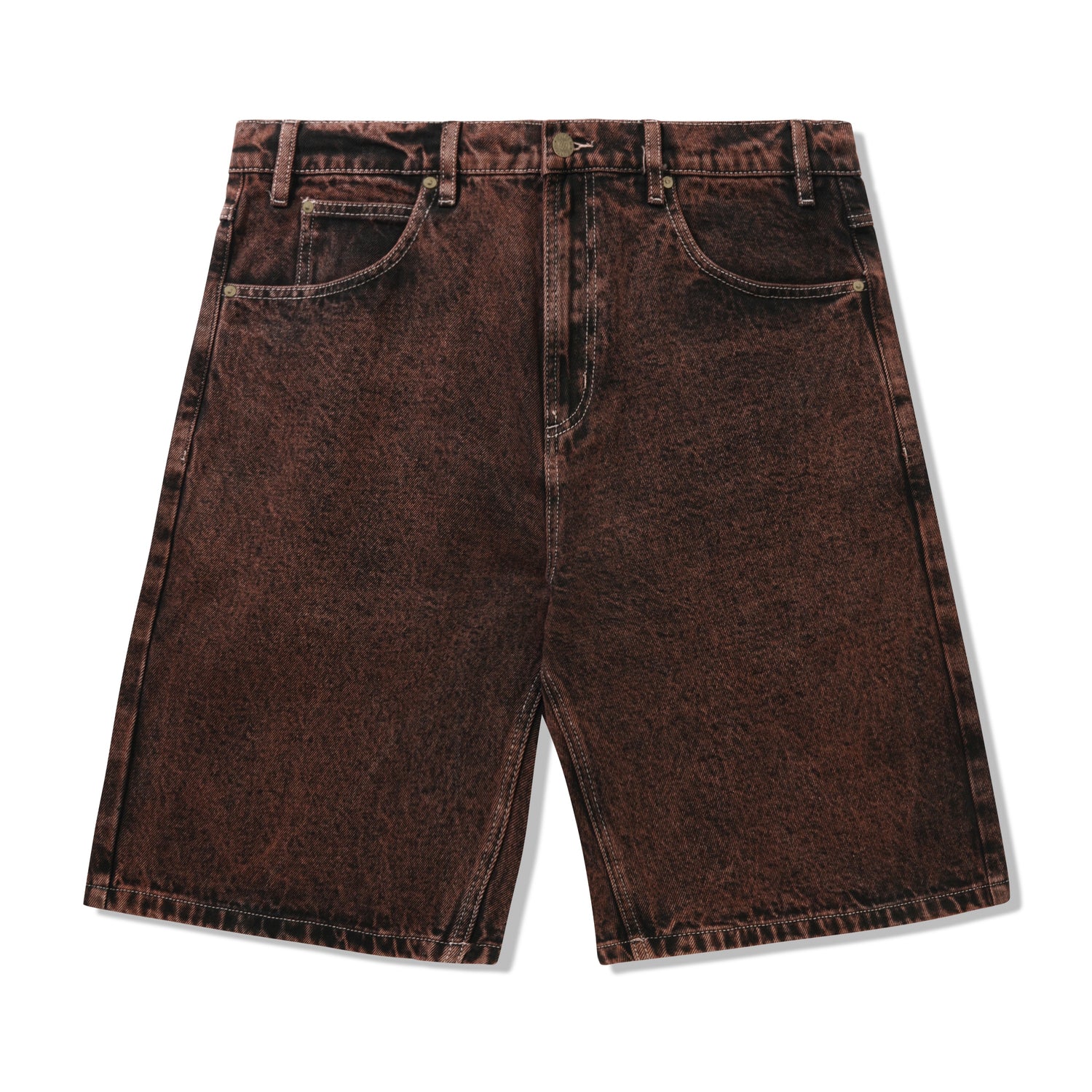 Applique Denim Shorts, Acid Brown