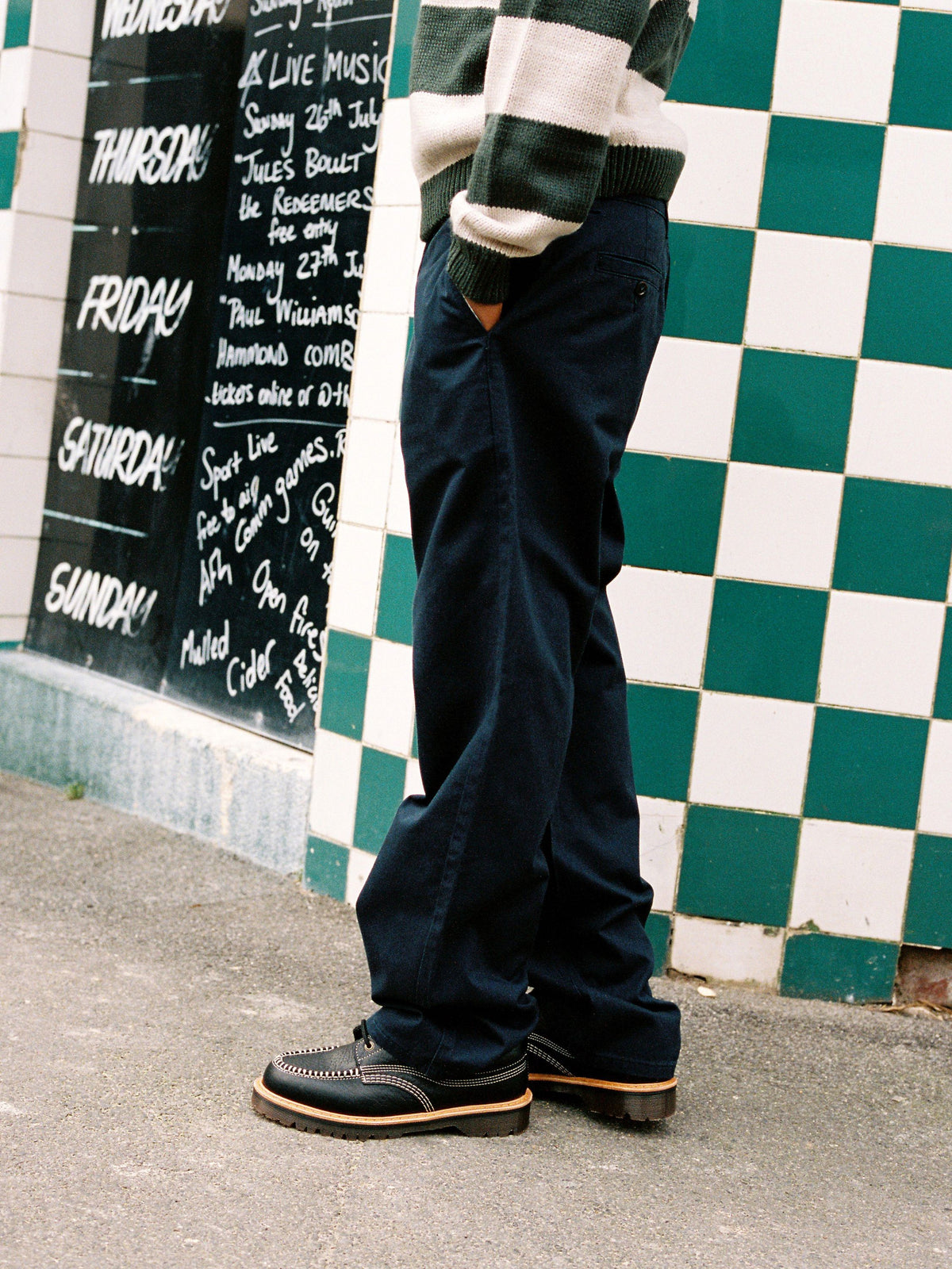 Washed Relaxed Pants, Navy
