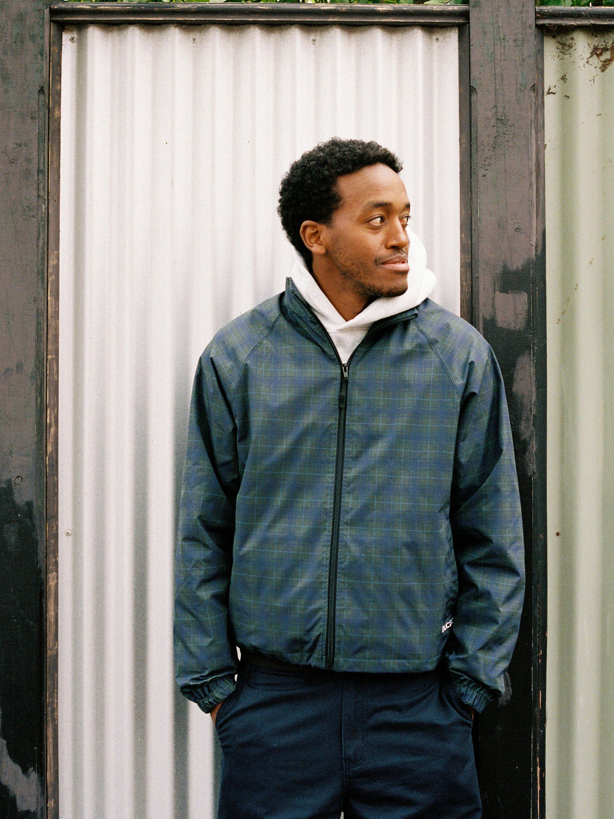 Plaid Nylon Jacket, Maroon