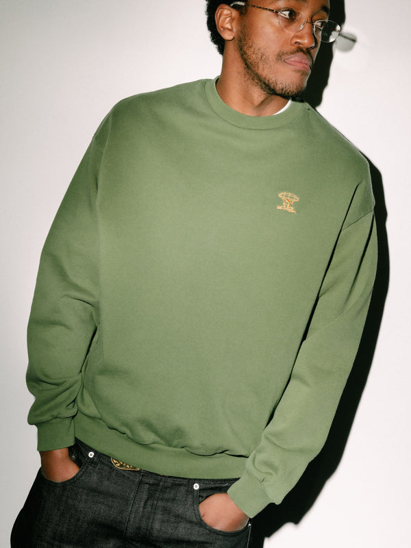 Butter Goods Terrain Basic Crewneck, Washed Moss