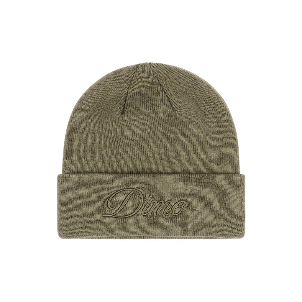 Cursive Beanie, Military Green