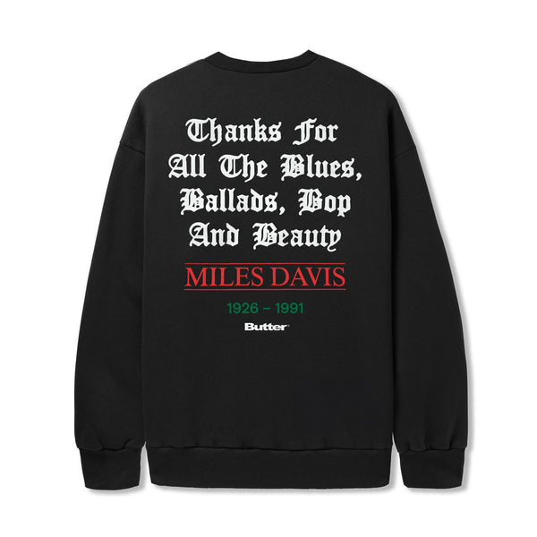 Butter Goods Thanks Crewneck, Black