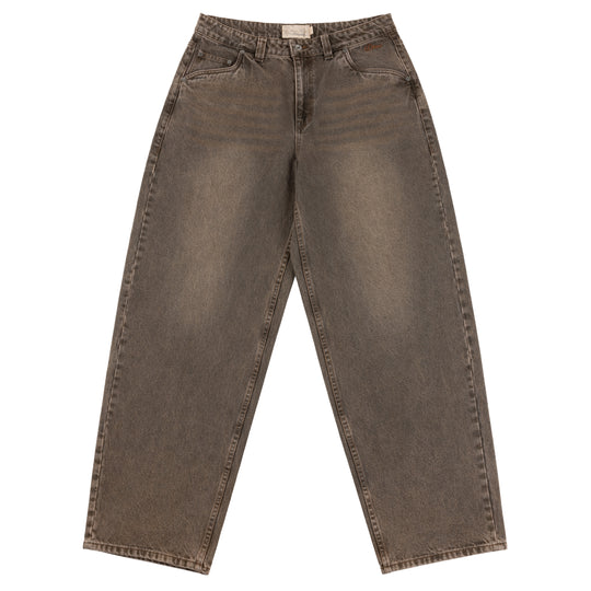 Baggy Denim Jeans, Sandblasted Brown