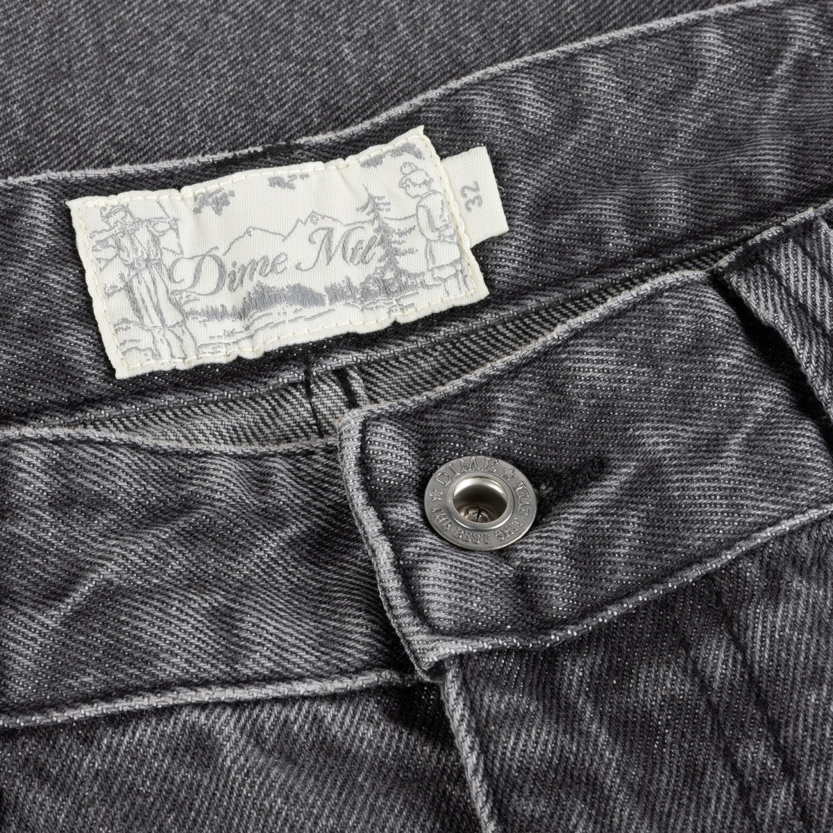 Straight Denim Jeans, Faded Black