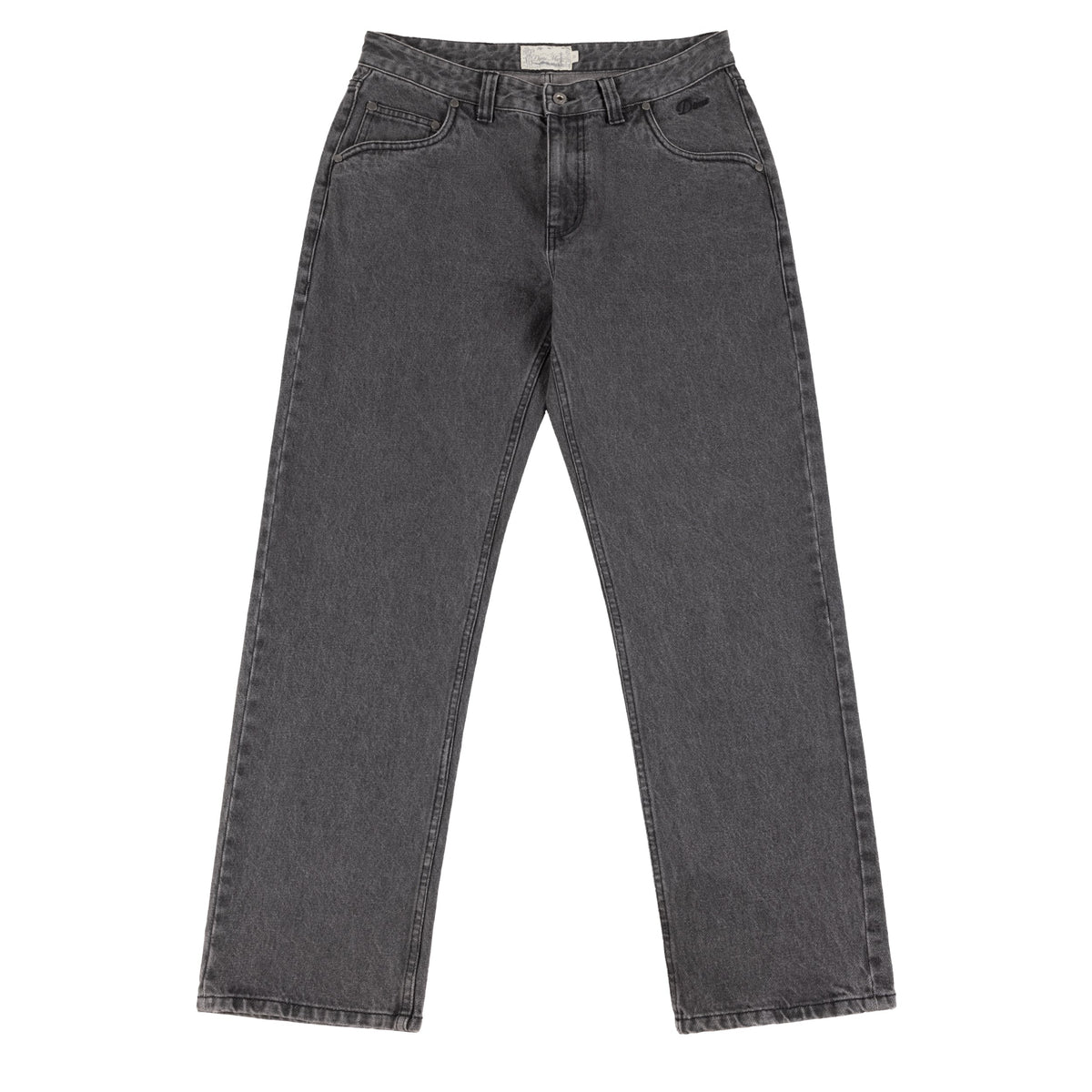 Straight Denim Jeans, Faded Black