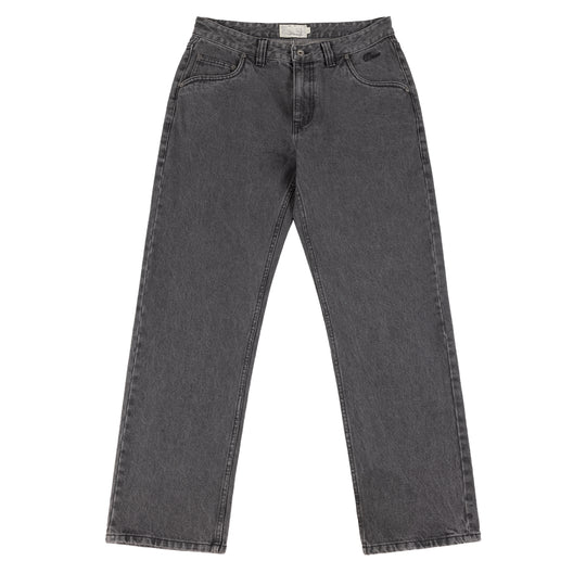 Straight Denim Jeans, Faded Black