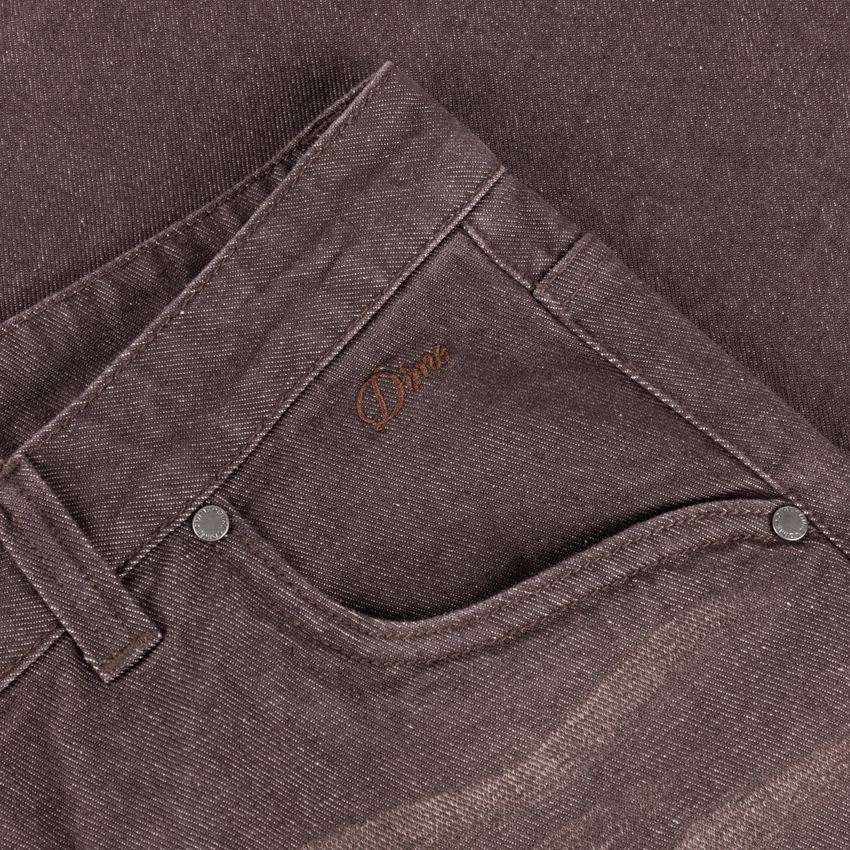Baggy Denim Pants, Sandblasted Dark Brown