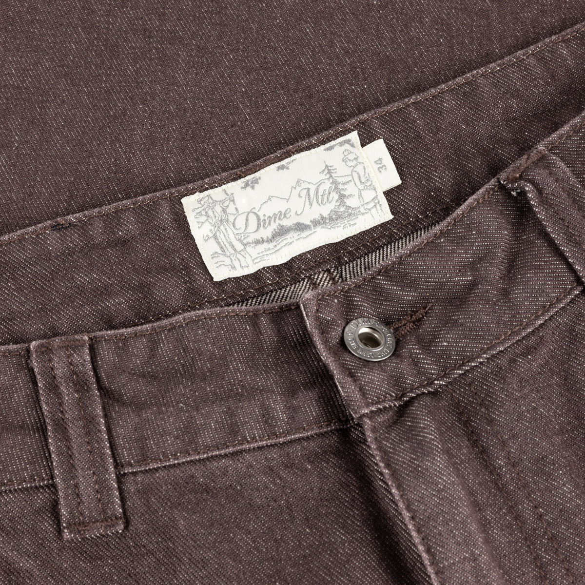 Baggy Denim Pants, Sandblasted Dark Brown