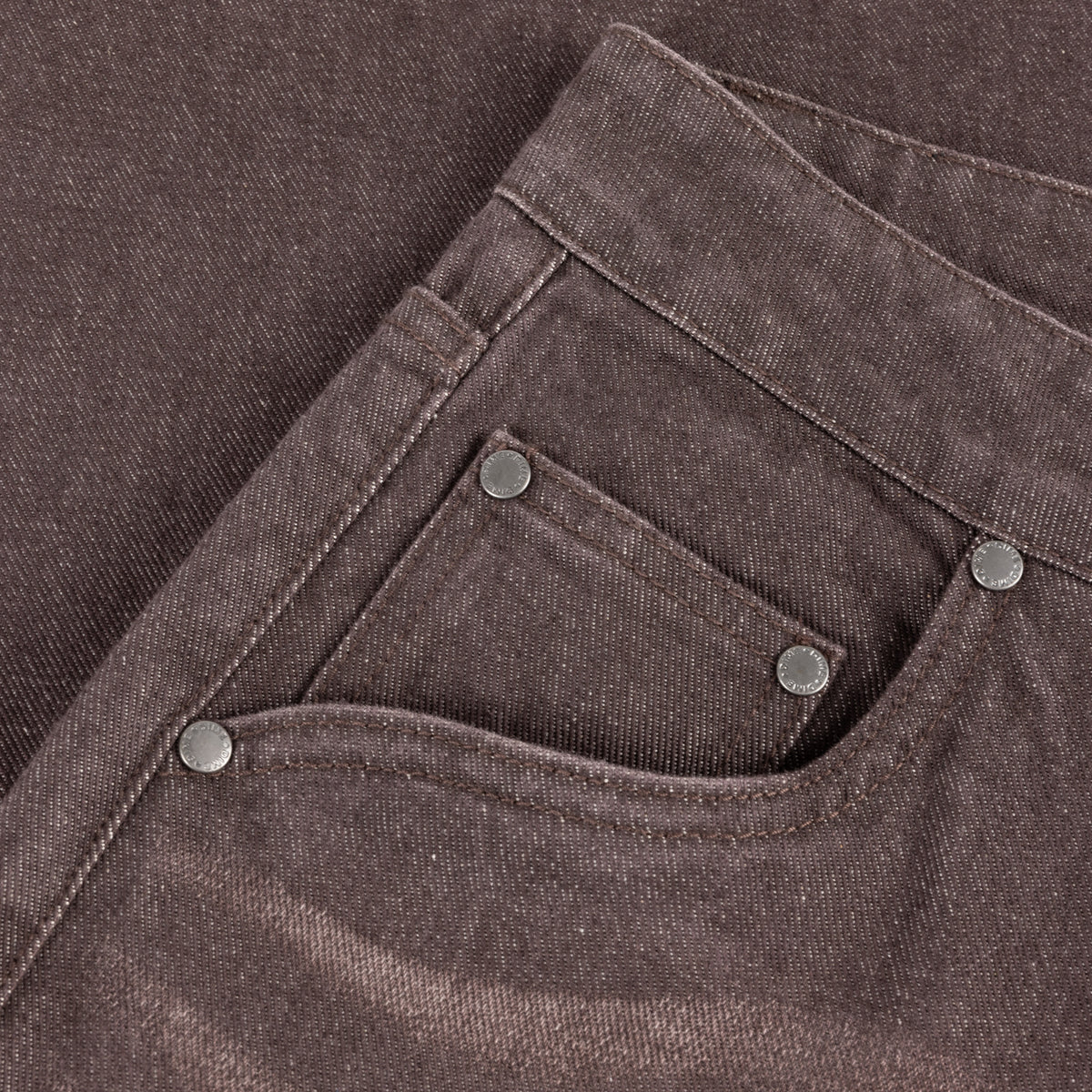 Baggy Denim Pants, Sandblasted Dark Brown