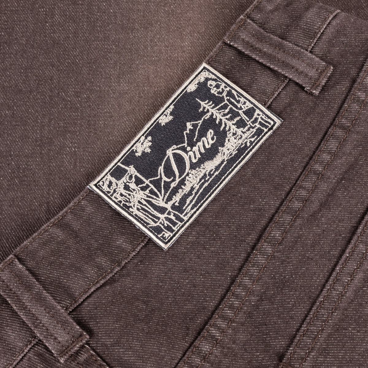 Baggy Denim Pants, Sandblasted Dark Brown