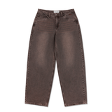 Baggy Denim Pants, Sandblasted Dark Brown