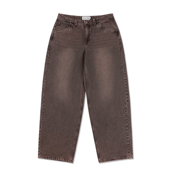 Dime Baggy Denim Pants, Sandblasted Dark Brown