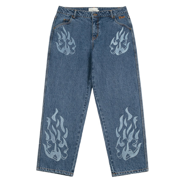 Dime Flamepuzz Relaxed Denim Pants, Indigo
