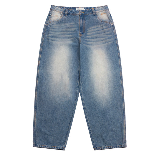 Classic Baggy Denim Pants,  Sandblasted Indigo