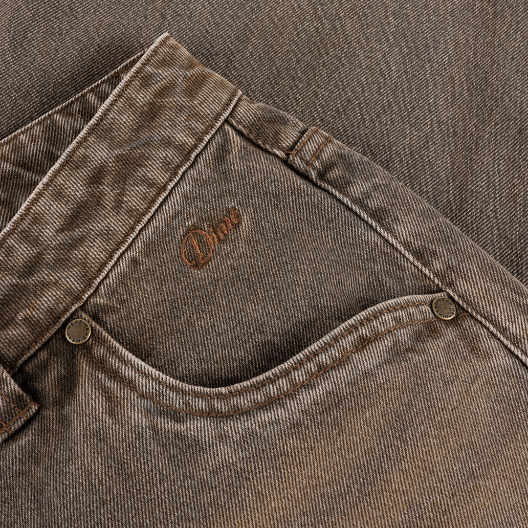 Relaxed Denim Jeans, Sandblasted Brown
