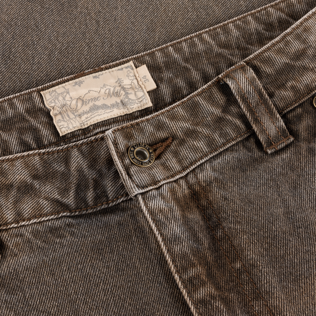 Relaxed Denim Jeans, Sandblasted Brown
