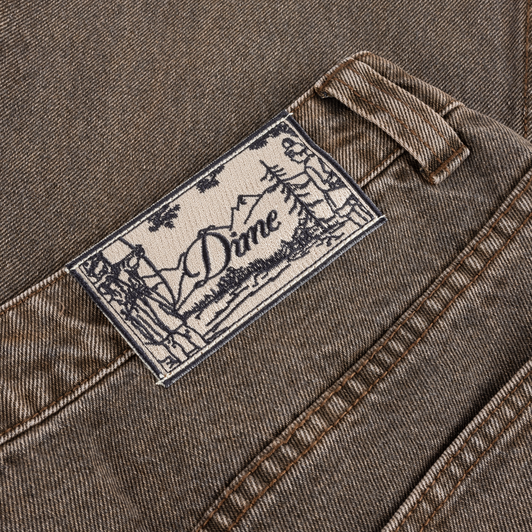 Relaxed Denim Jeans, Sandblasted Brown
