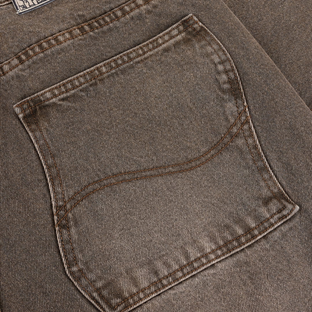 Relaxed Denim Jeans, Sandblasted Brown