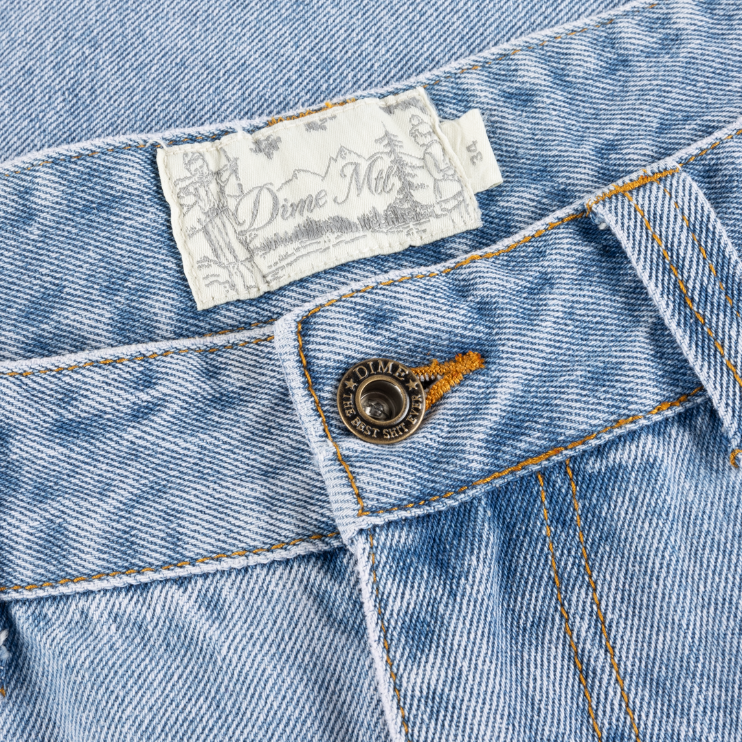 Straight Denim Jeans, Blue Washed