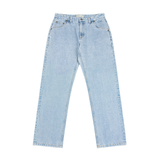 Straight Denim Jeans, Blue Washed