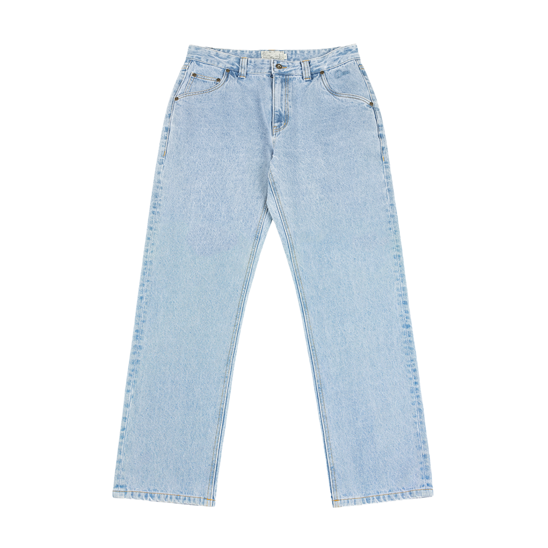 Straight Denim Jeans, Blue Washed