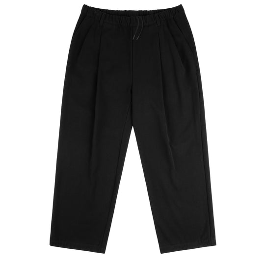 Pleated Twill Pants, Black