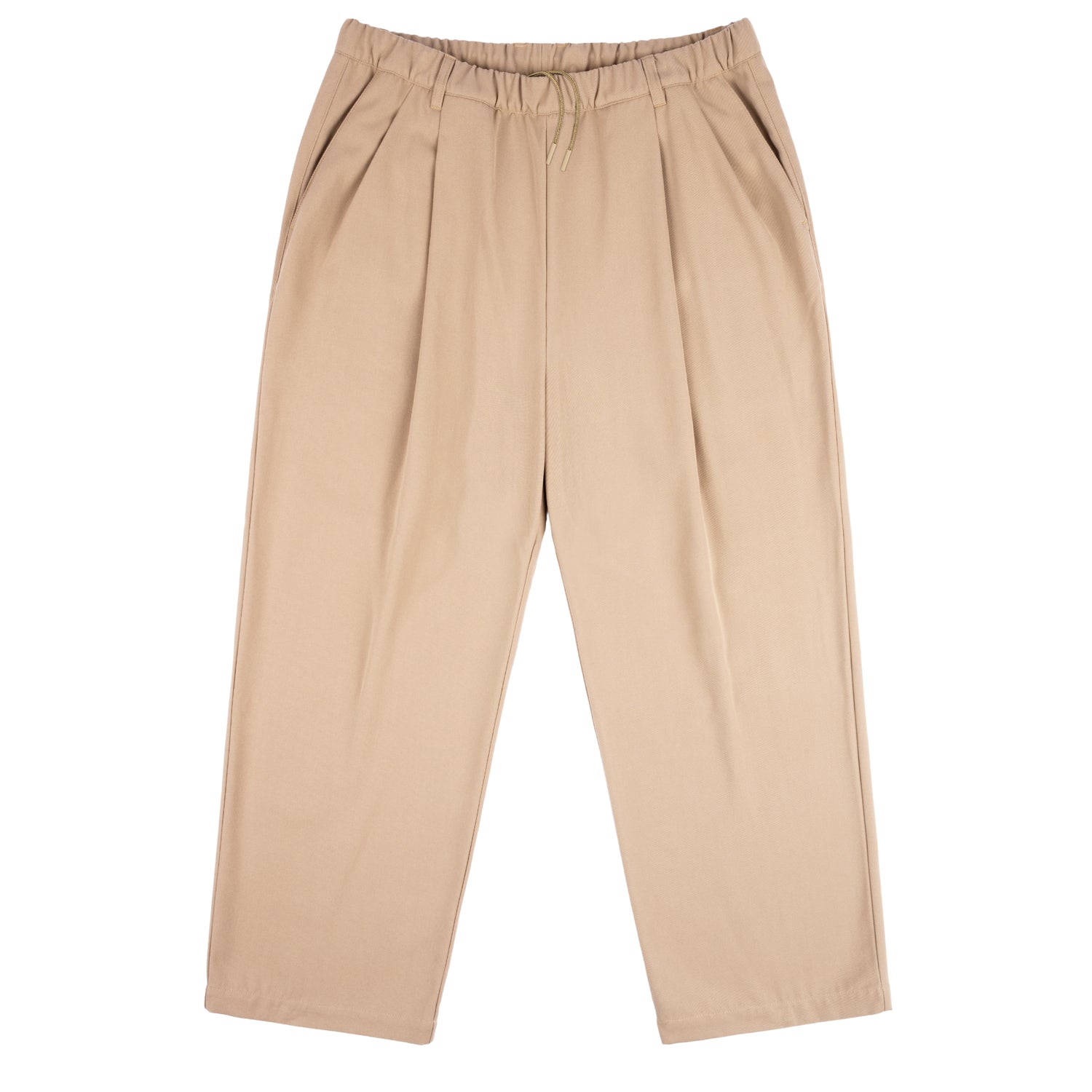 Pleated Twill Pants, Tan