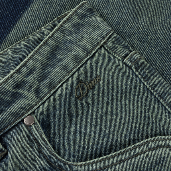 Dime Baggy Denim Pants, Distressed Green
