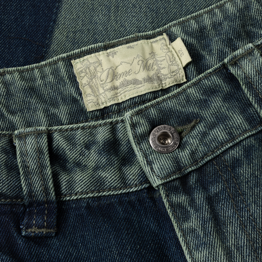 Baggy Denim Pants, Distressed Green