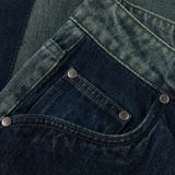 Baggy Denim Pants, Distressed Green