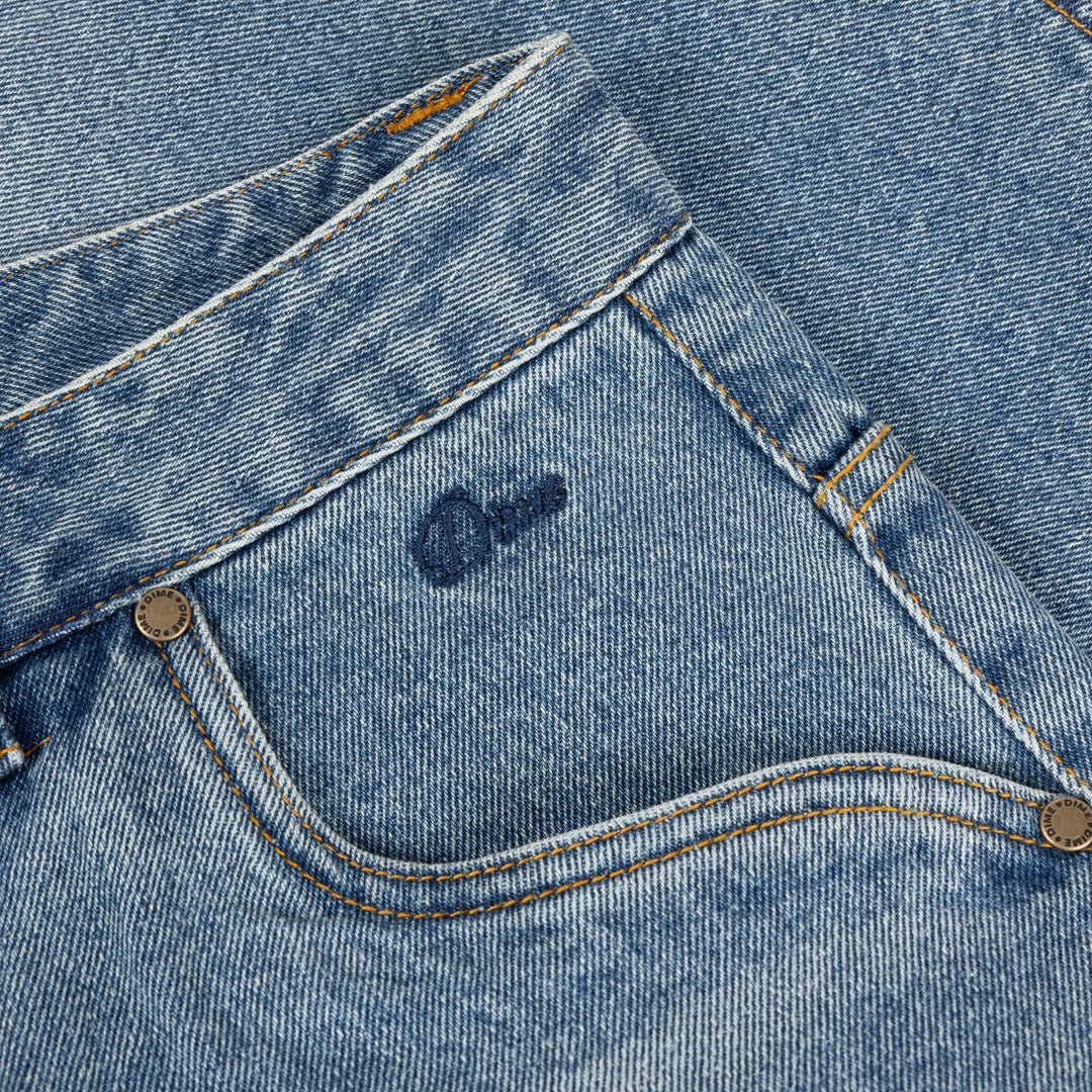 Baggy Denim Pants, Sandblasted Indigo