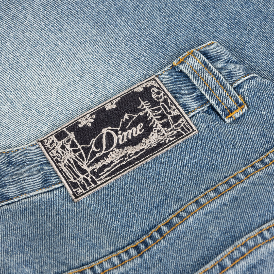 Baggy Denim Pants, Sandblasted Indigo