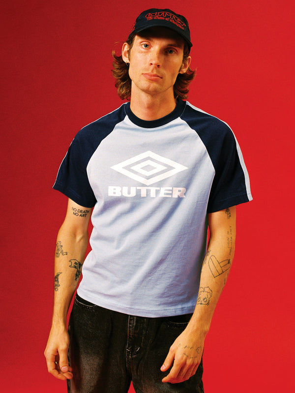 Butter Goods Diamond Logo Raglan Tee, Slate / Navy