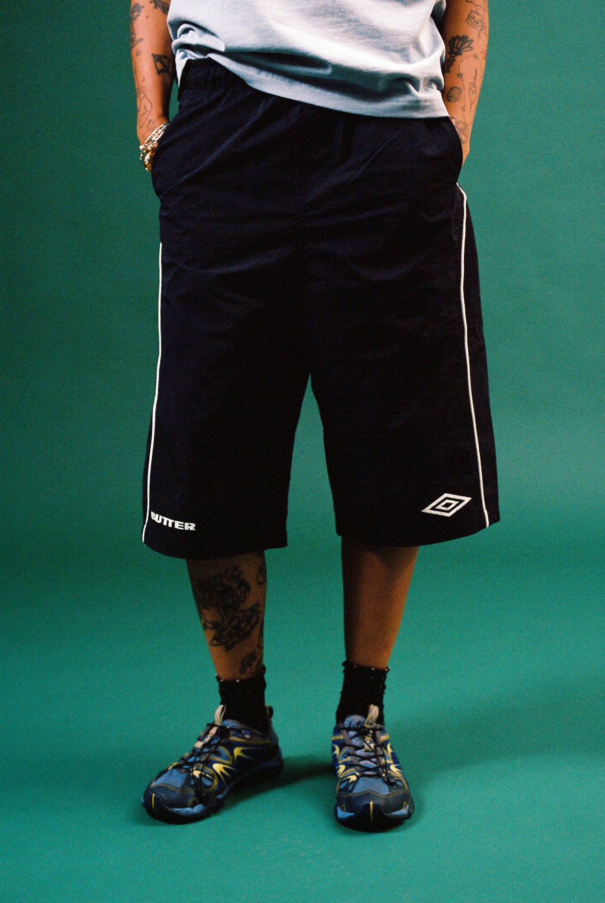 Long Track Shorts, Black