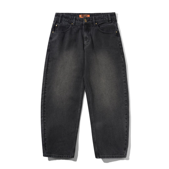 Baggy Denim Jeans, Distressed Black