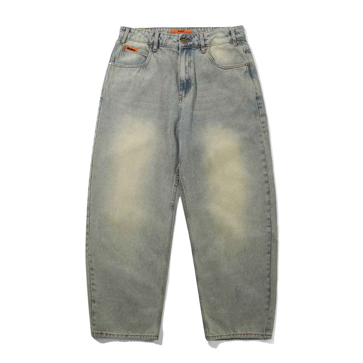 Baggy Denim Jeans, Distressed Light Blue