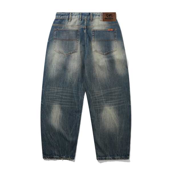 Butter Goods Baggy Denim Jeans, Distressed Selvedge