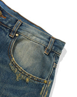 Baggy Denim Jeans, Distressed Selvedge