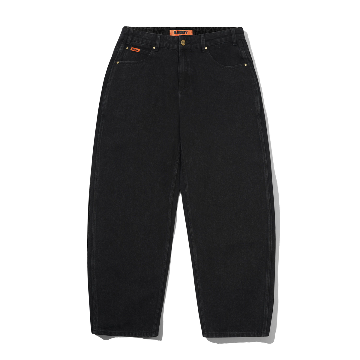 Baggy Denim Jeans, Flat Black