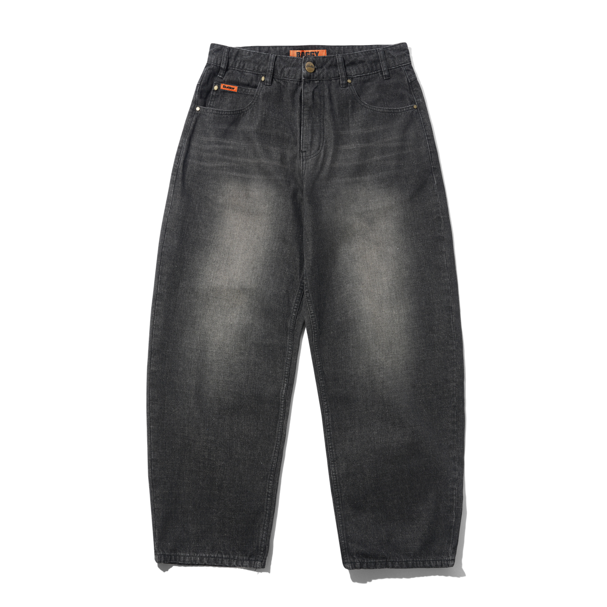 Baggy Denim Jeans, Slub Black