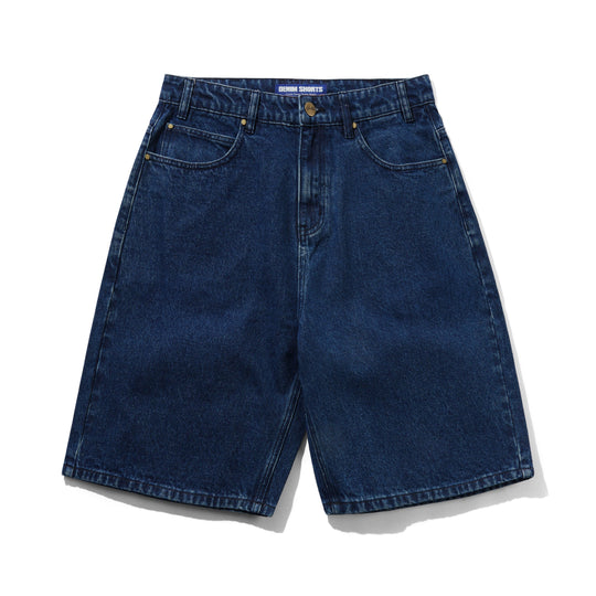 Baggy Denim Shorts, Dark Blue