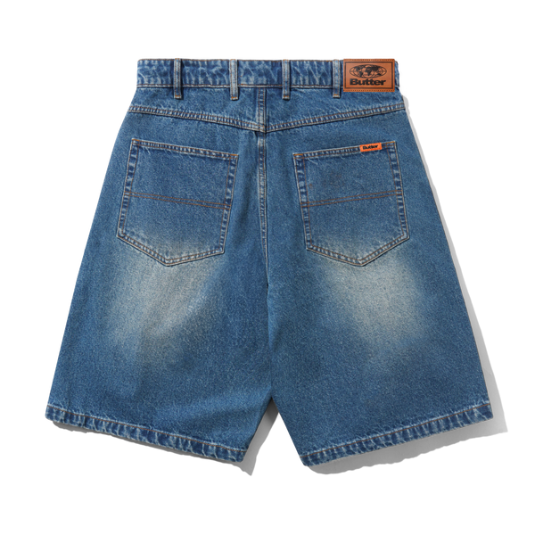 Butter Goods Baggy Denim Shorts, Distressed Indigo
