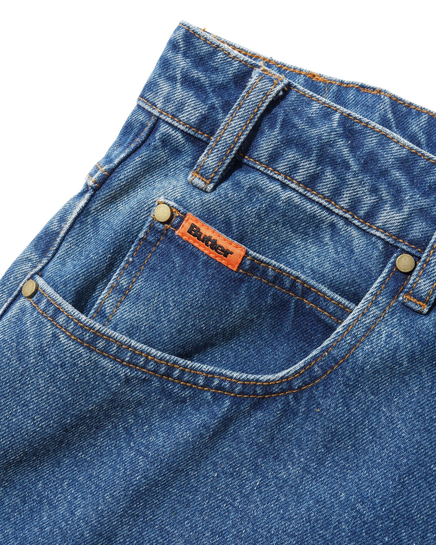 Baggy Denim Shorts, Distressed Indigo