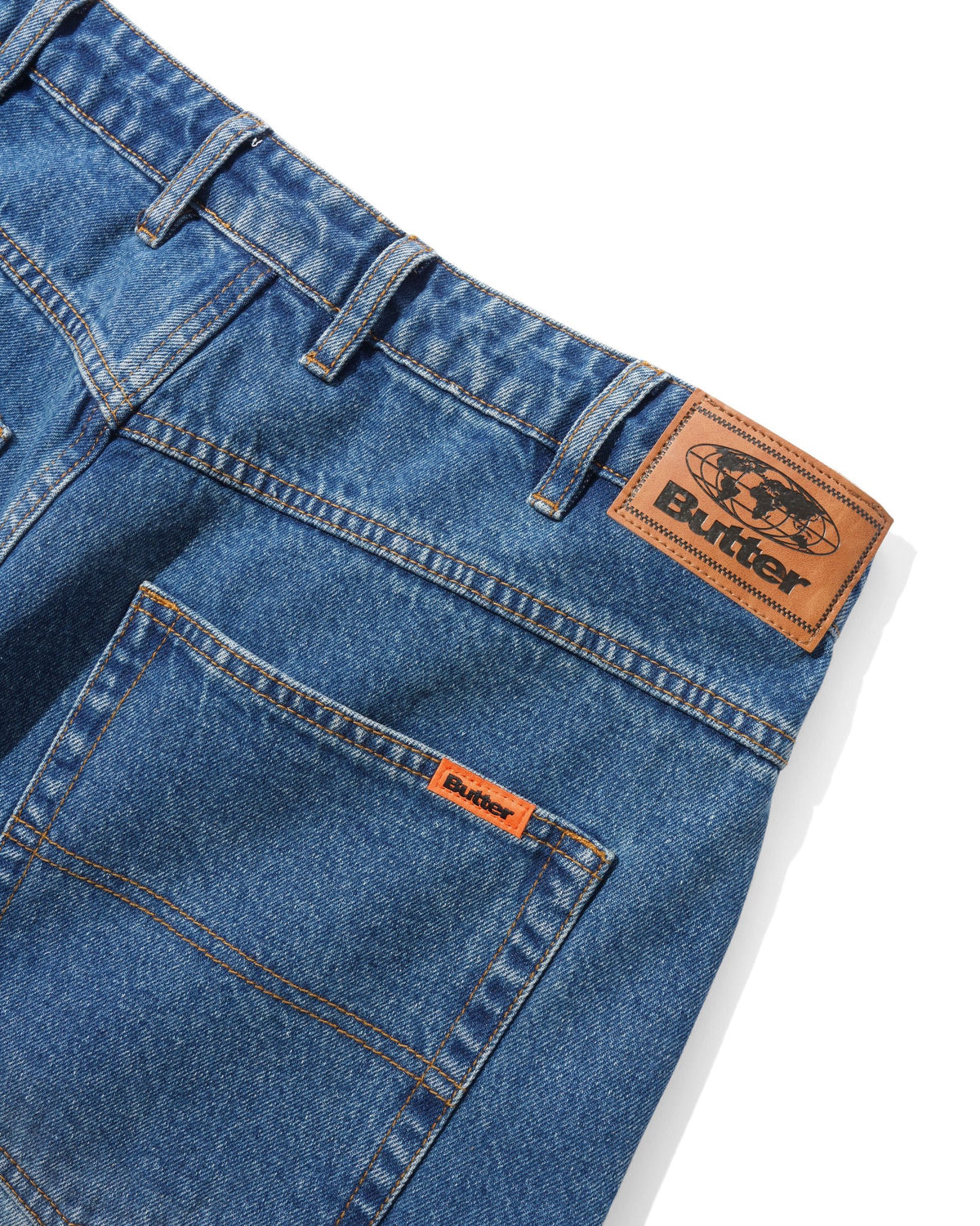 Baggy Denim Shorts, Distressed Indigo