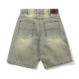 Baggy Denim Shorts, Distressed Light Blue