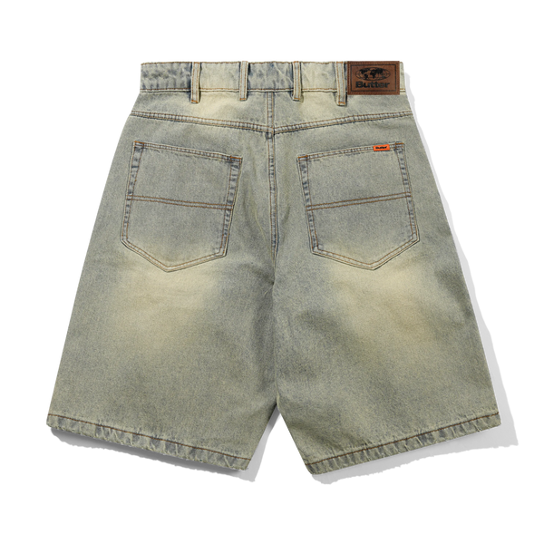 Butter Goods Baggy Denim Shorts, Distressed Light Blue