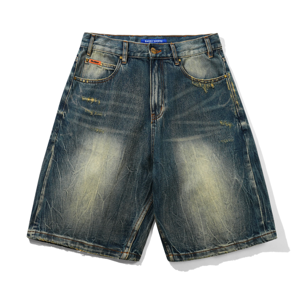 Butter Goods Baggy Denim Shorts, Distressed Selvedge
