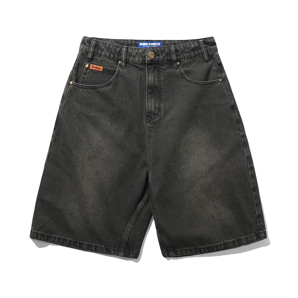 Baggy Denim Shorts, Faded Black