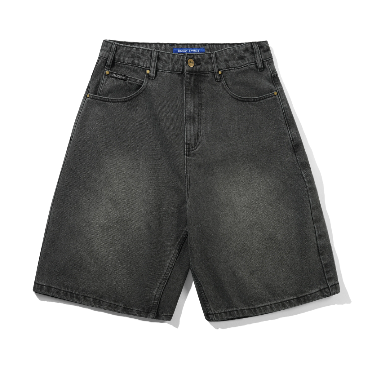 Baggy Denim Shorts, Faded Black